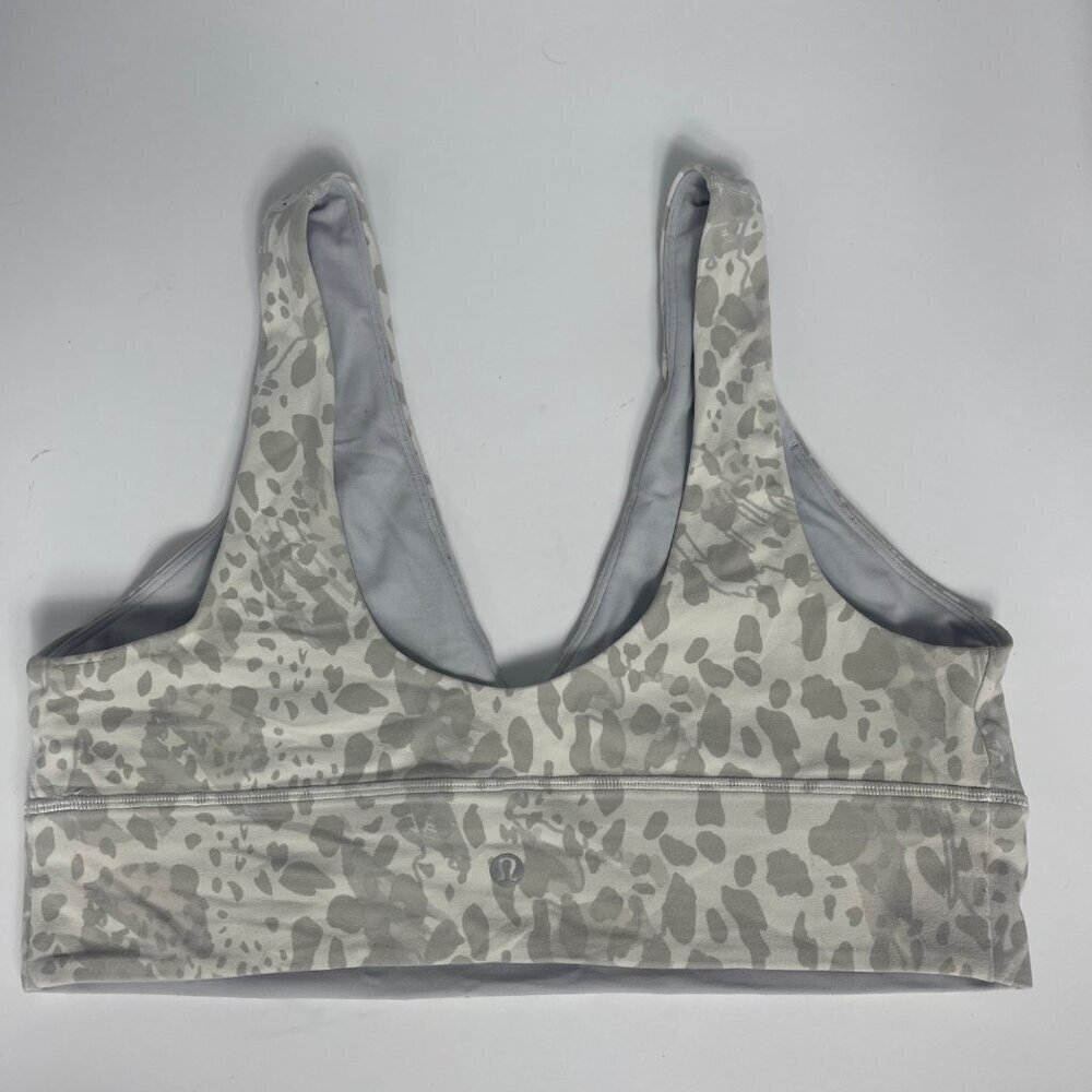 Lululemon Align V-Neck Bra Light Support A/B Cup Size 12 Cheetah Camo Antique Wh - Picture 9 of 10